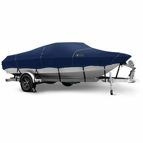 Eevelle Boat Cover FISH & SKI Walk Thru Windshield, Outboard Fits 30ft 6in L up to 102in W Navy SBVNWT30102B-MBL